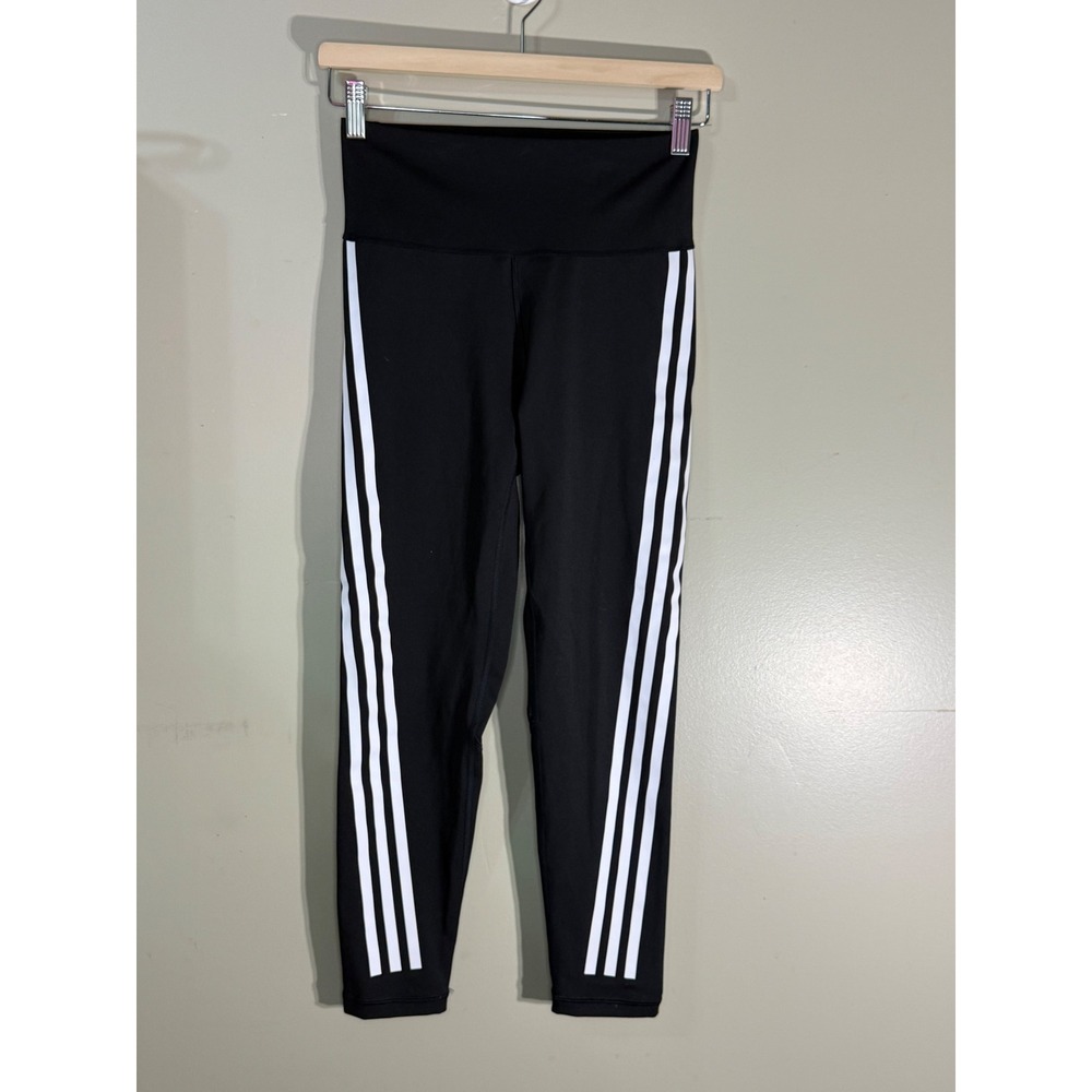 Adidas AEROREADY Black High Waisted 3-Stripe Training Leggings H64211 Womens M